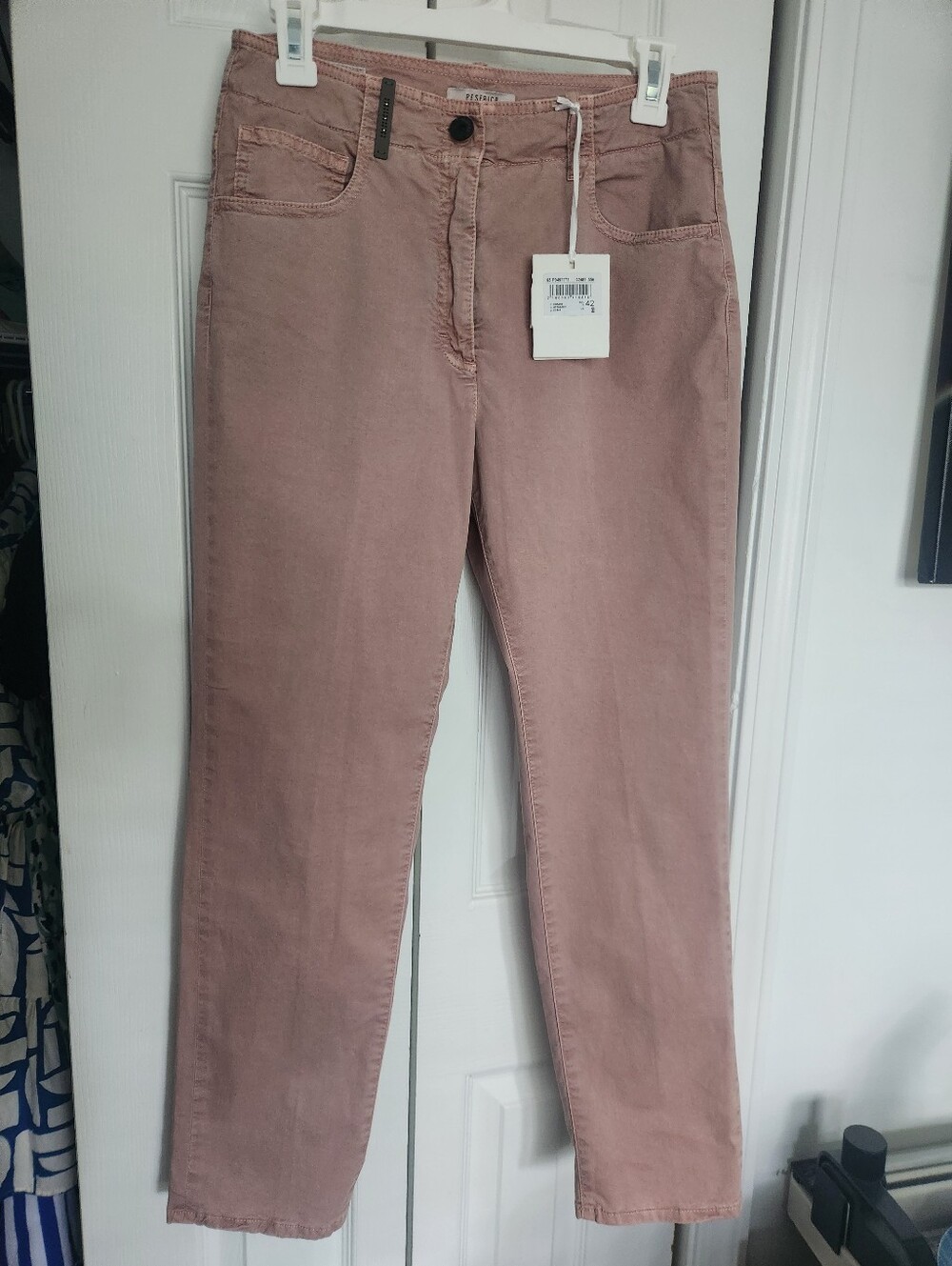 NWT Peserico Hand-Tailored Cotton Stretch Pants Mauve Pink IT 42 US 6